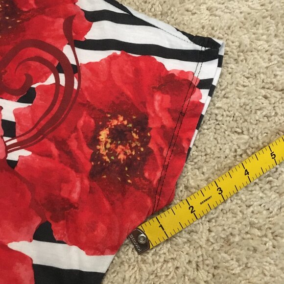 Cathy Daniels Striped + Red Flower Print Tee - Picture 13 of 13